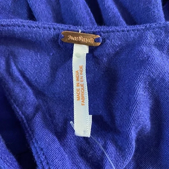 NWT Free People Cobalt Blue Lita Floral Embroidered Balloon Sleeve Cropped Top S - Picture 5 of 7